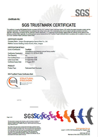 SGS Trustmark Certificate